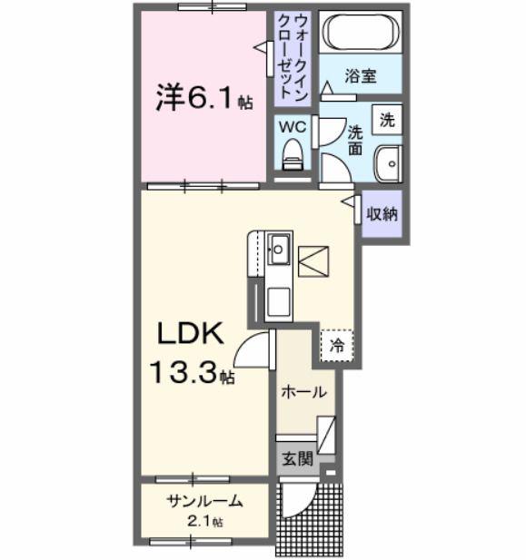 エピナール布佐(1LDK/1階)の間取り写真