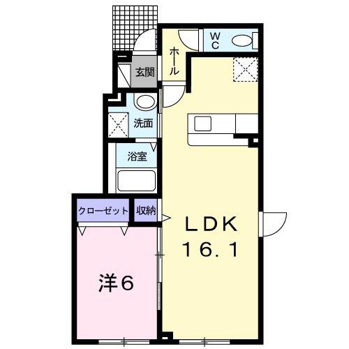 FRIEDE(1LDK/1階)の間取り写真
