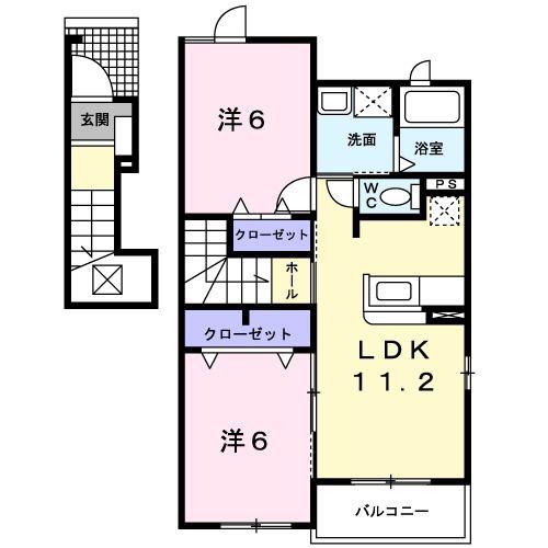 キャッスル大和(2LDK/2階)の間取り写真