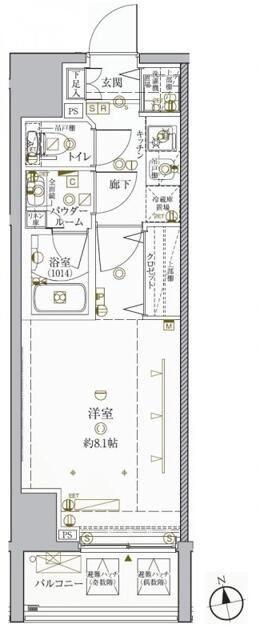 ヴァースクレイシア秋葉原イースト(1K/4階)の間取り写真