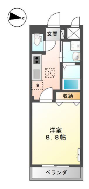 グランディーバ(1K/1階)の間取り写真