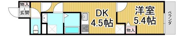 クレアール塚口Ⅱ(1DK/3階)の間取り写真