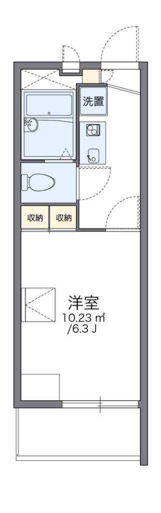 レオパレスかもじや(1K/1階)の間取り写真