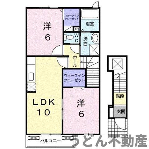 リーフグリーン ハイツIII(2LDK/2階)の間取り写真
