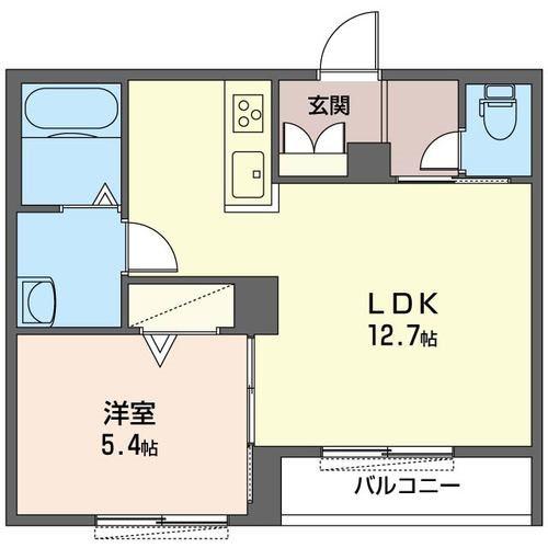 アリスティオ・ロカ(1LDK/1階)の間取り写真