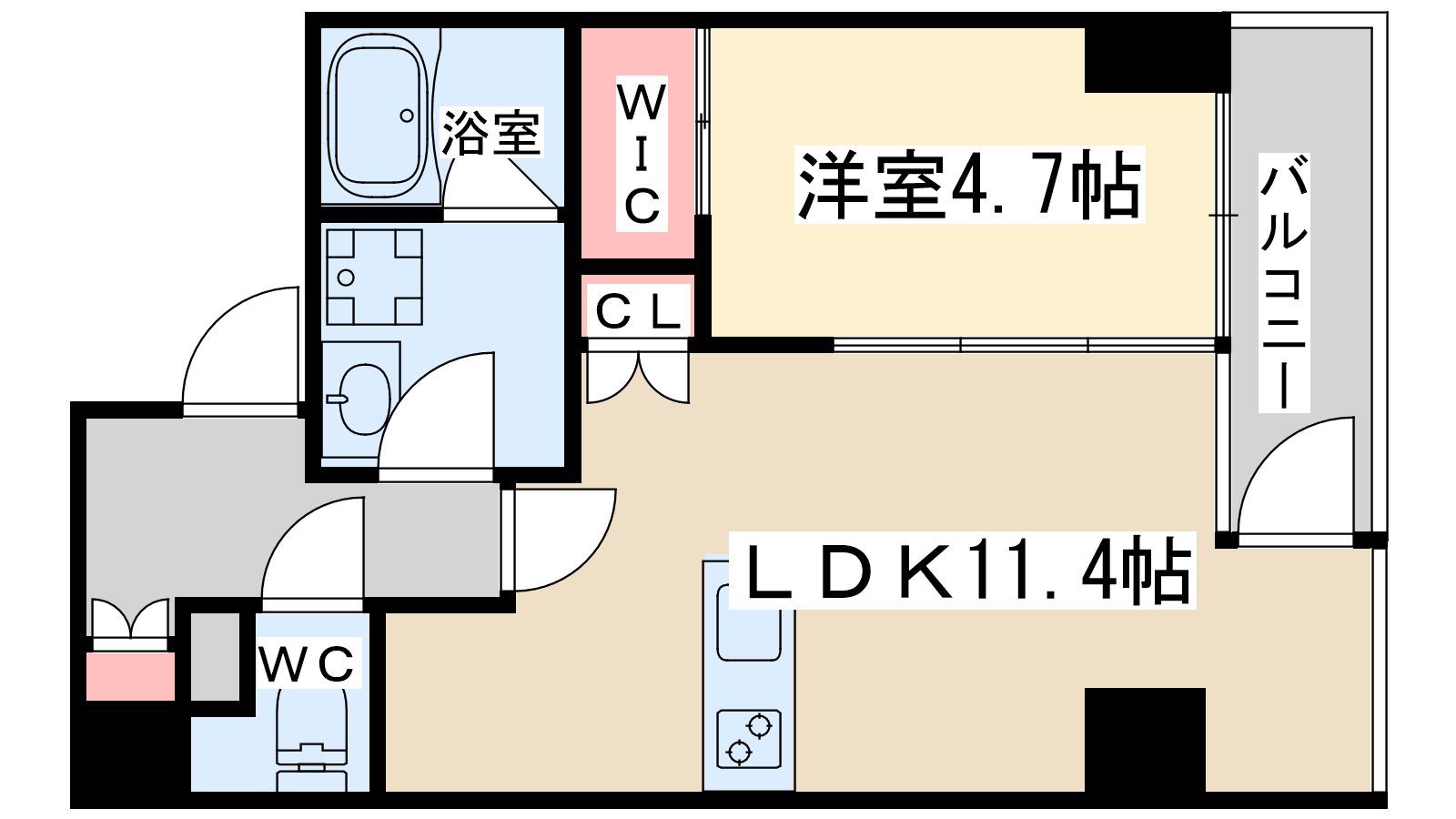 フォルトナート扇町(1LDK/2階)の間取り写真