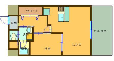 SAI宇宿(1LDK/11階)の間取り写真