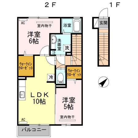 セジュール島西(2LDK/2階)の間取り写真