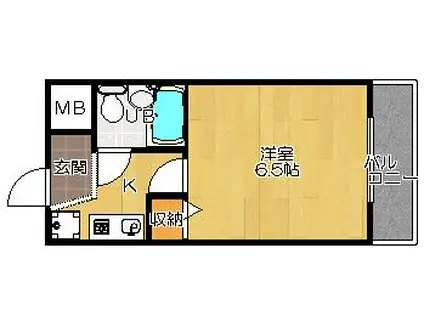 カサベルディ住道(1K/3階)の間取り写真