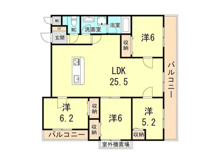 MESSAGE苦楽園三番町(4LDK/1階)の間取り写真