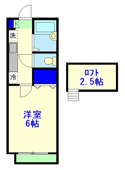 スマイル ハピネス(1K/2階)の間取り写真