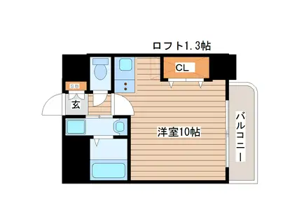 榴岡レジデンス壱番館(ワンルーム/4階)の間取り写真
