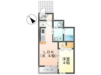 オカズィヨン24(1LDK/1階)の間取り写真