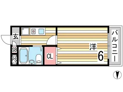 ＪＲ東海道本線 住吉駅(ＪＲ・六甲ライナー) 徒歩3分 4階建 築33年(1K/3階)の間取り写真