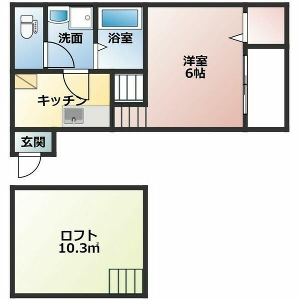 IMPERIAL中村 (1SK/2階)の間取り写真