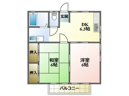 ハイツ藤平II(2DK/2階)の間取り写真