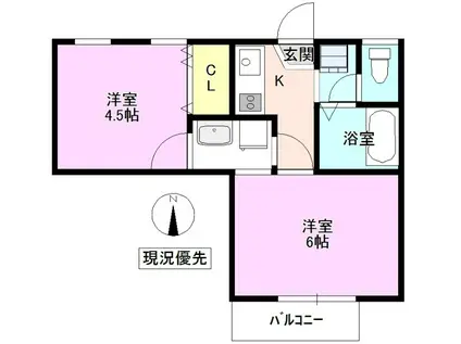 スイングハイツN-2(2K/1階)の間取り写真