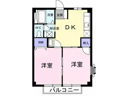 PRIVVI(2DK/1階)の間取り写真