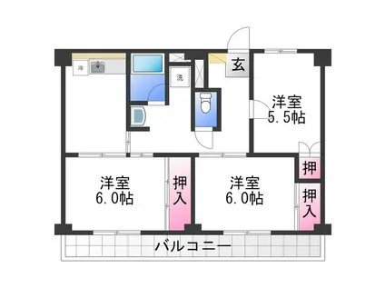 ビレッジハウス草部(3DK/2階)の間取り写真