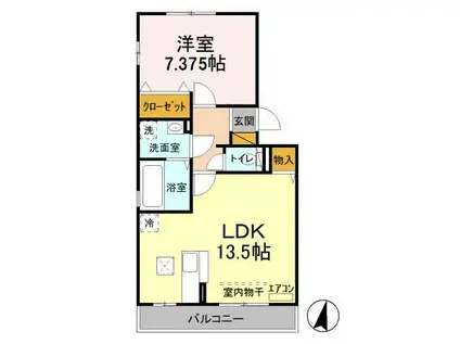 レスペート柏の葉(1LDK/1階)の間取り写真