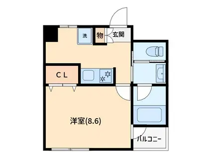 アーバンセレクト武蔵浦和(1K/6階)の間取り写真