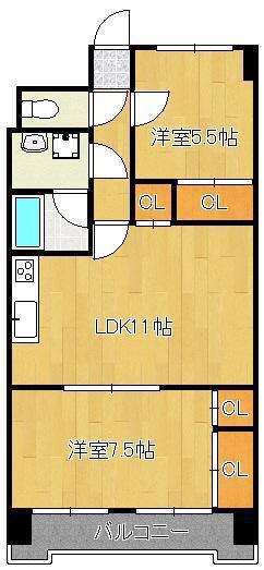 第5晴和ビル(2LDK/2階)の間取り写真