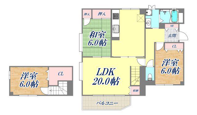 ハイム北野(3LDK/1階)の間取り写真