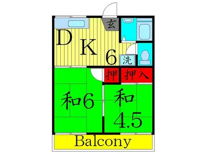第二タウンコーポ浅田(2DK/2階)の間取り写真