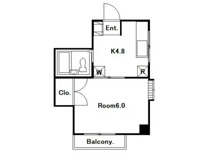 ツーエムビル勝山(1K/4階)の間取り写真