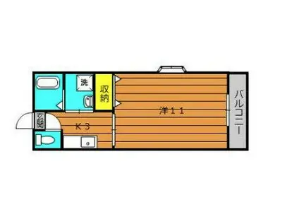 レジデンス福永II(1K/2階)の間取り写真