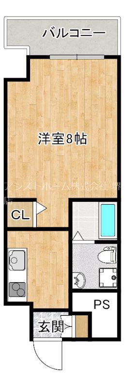 ラシーヌ宿院(1K/10階)の間取り写真