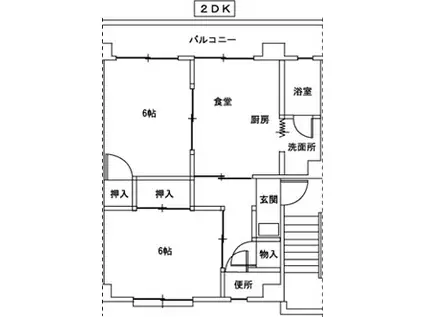 サンフレーア細工町(2DK/4階)の間取り写真
