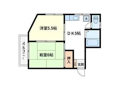 ブルーウッド保塚8(2DK/2階)の間取り写真