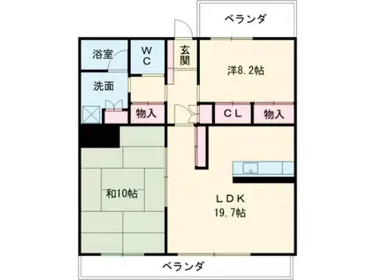 ボヌール(2LDK/4階)の間取り写真
