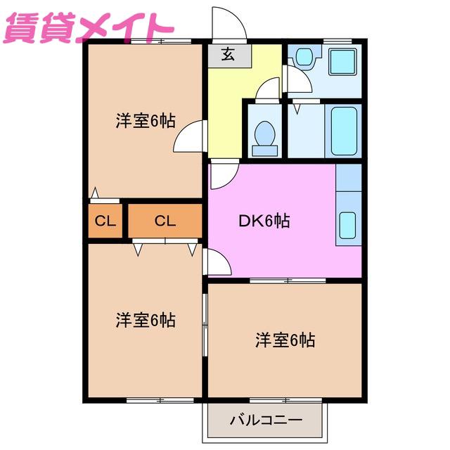 ファミーユ そのはら(3DK/2階)の間取り写真