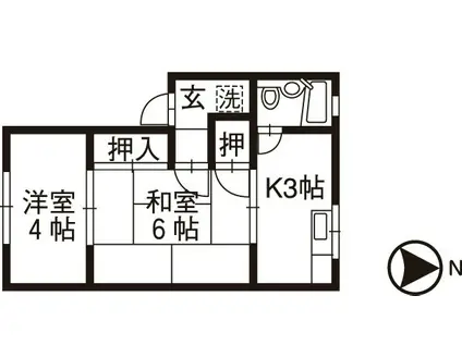 メゾンカーサ(2K/2階)の間取り写真