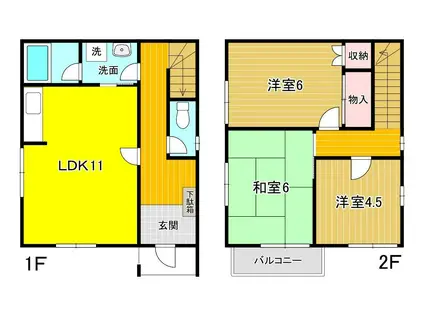 タウンハウス門池(3LDK/1階)の間取り写真