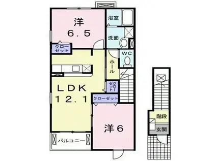 エレガンテ フィオーレI(2LDK/2階)の間取り写真