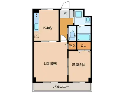 PLEASURE細島III(1LDK/2階)の間取り写真