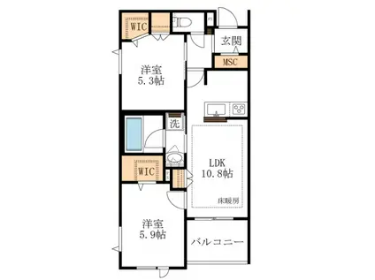 オロクレセール(2LDK/3階)の間取り写真