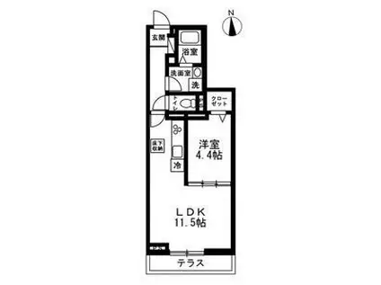 JR横浜線 八王子駅 徒歩9分 3階建 築1年(1LDK/1階)の間取り写真