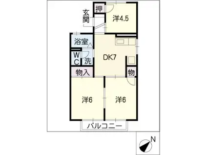 リバーヒルE&K(3DK/2階)の間取り写真