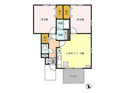 トップヒル泉II(2LDK/1階)の間取り写真