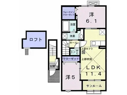 サンリット梶原III(2LDK/2階)の間取り写真