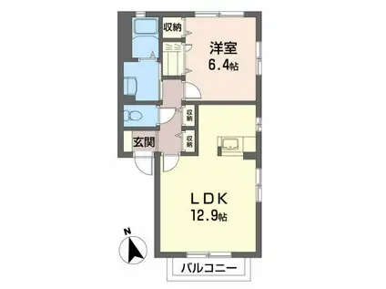 ファミーユ(1LDK/2階)の間取り写真