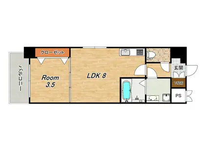 クレストタップ京都西京極DEX(1LDK/5階)の間取り写真