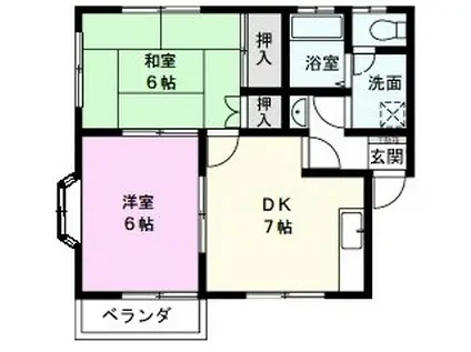 オレンジハウス森田弐番館(2DK/2階)の間取り写真