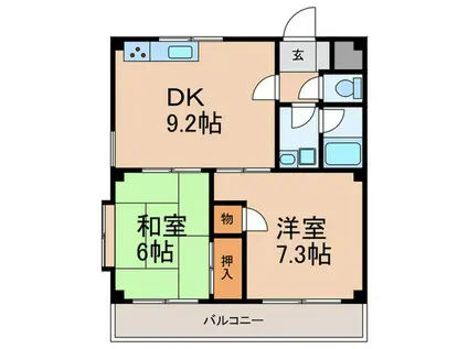 ラヴェール六甲(2DK/3階)の間取り写真