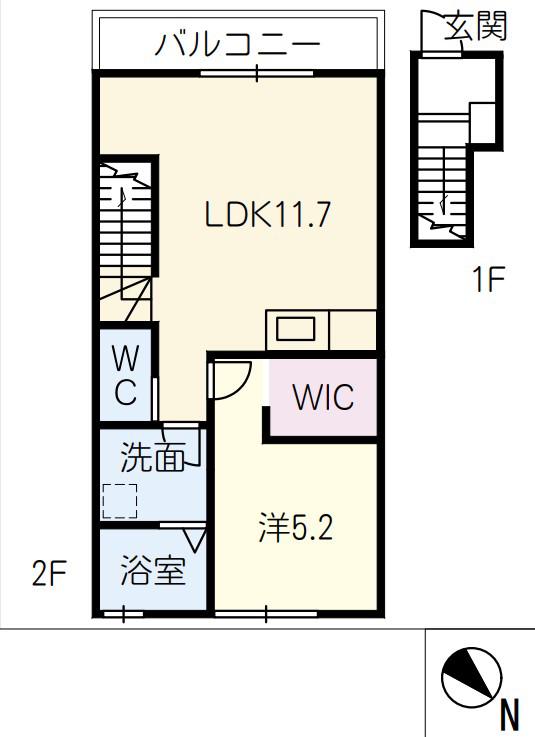 INABELL A棟(1LDK/1階)の間取り写真