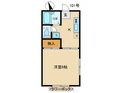 クイーンズガーデン(1K/1階)の間取り写真